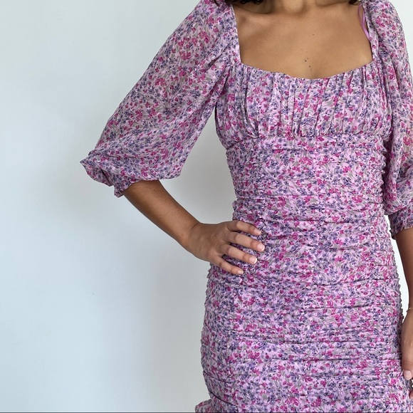 Zara printed draped short bodycon dress M - Picture 4 of 11